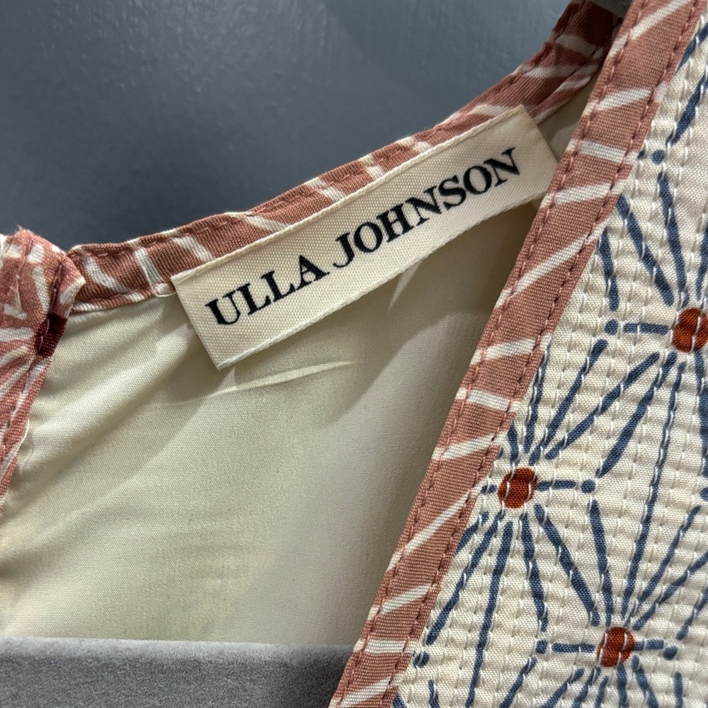 Ulla Johnson Ivory and Rust Printed Peplum Blouse - Picture 3 of 6